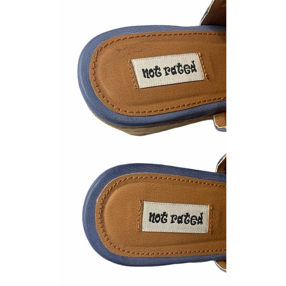 NEW Womens Not Rated Francie Blue Woven Wedge Sandals Shoes Open Toe Clogs 7.5 M - Picture 9 of 10